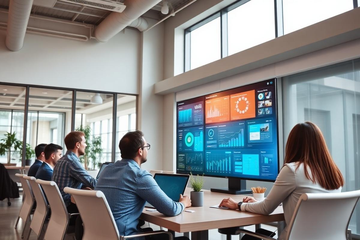Enterprise team reviewing IT dashboards